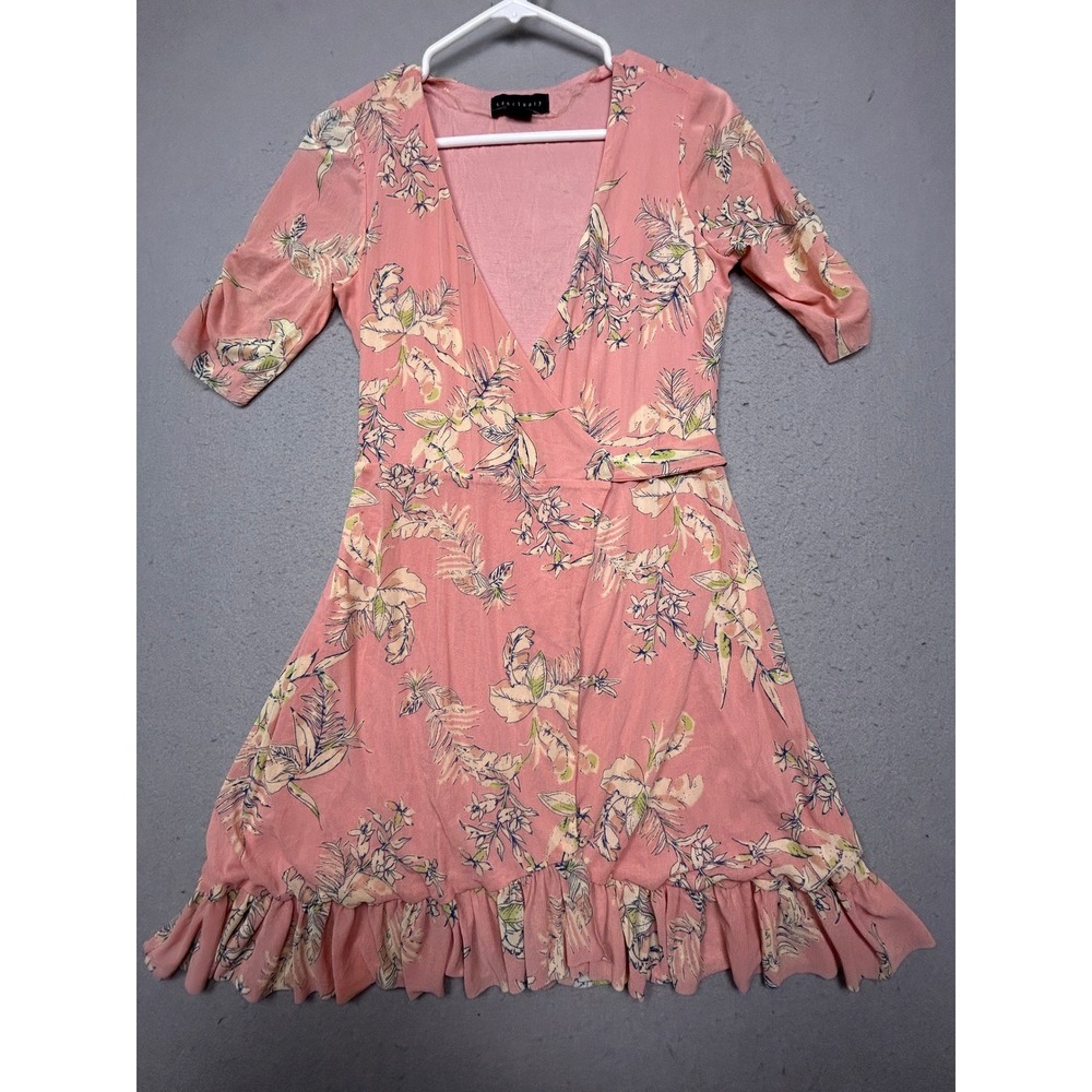 Sanctuary Wrap Dress Polyester Spandex Pink Floral Small Womens